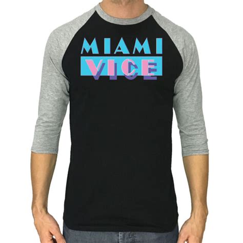 Miami Vice Shirt 34 Sleeve Baseball Raglan T Shirt S To 4xl Vintage 80