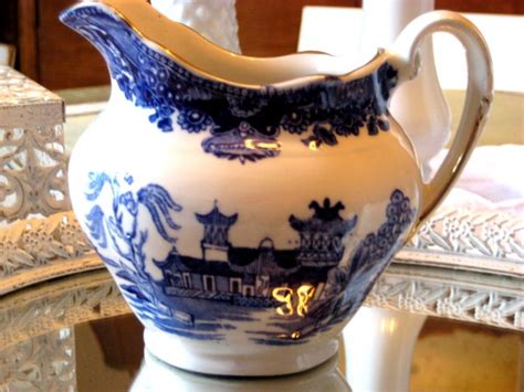 burleigh ware willow cream jug burslem england blue