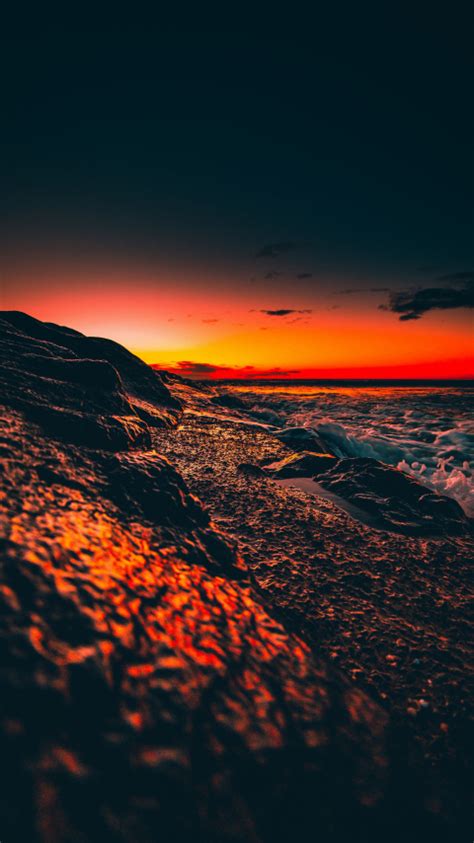 Download 480x854 Wallpaper Beach Foam Sunset Close Up Nokia Lumia