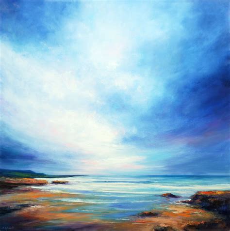 Cloudy Beach Large Seascape Painting 100x100 Artfinder