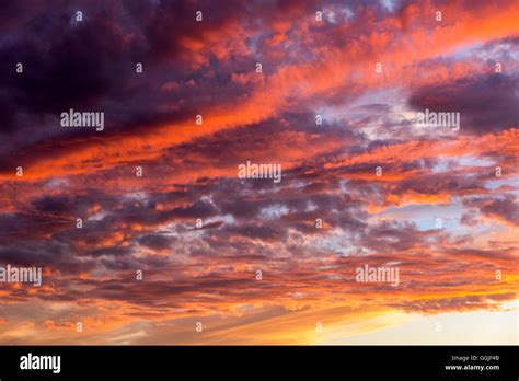 Dramatic Sunset Sky With Orange Clouds Stock Photo Alamy