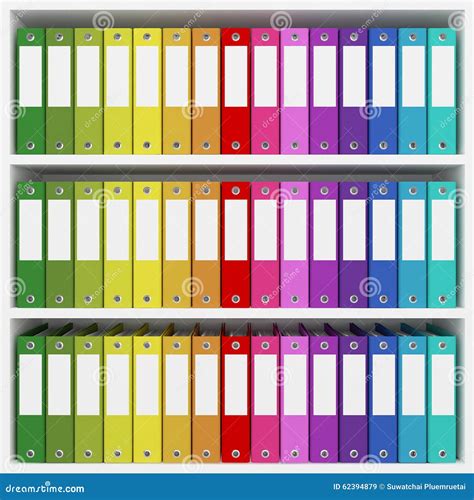 Colorful Office Folders On The Shelves Stock Illustration