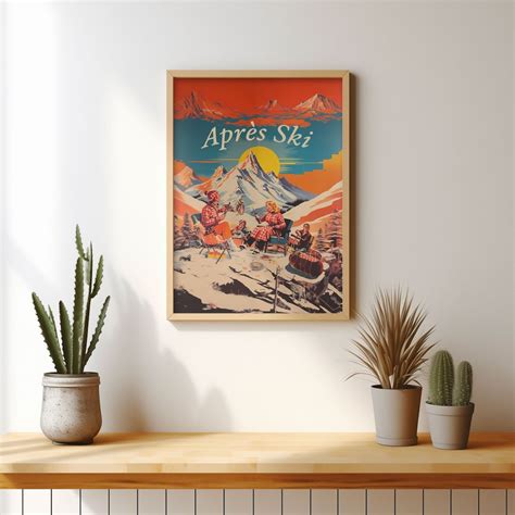 Vintage Après Ski Poster Colourful Digital Poster Print Download