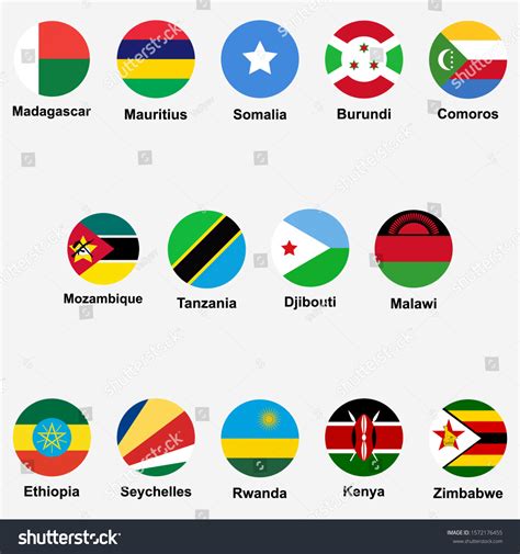 Eastern African Countries Flags Icon Set Stock Vector Royalty Free