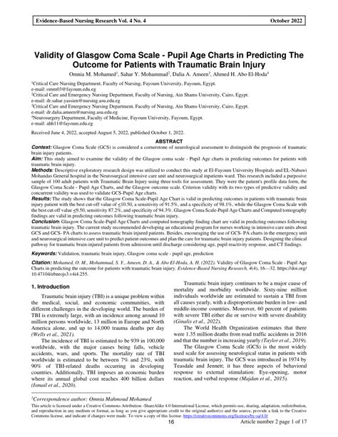 PDF Validity Of Glasgow Coma Scale Pupil Age Charts In Predicting
