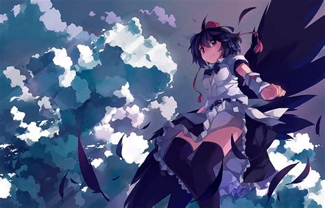 Hd Wallpaper Video Games Clouds Touhou Wings Dress Flying Belts