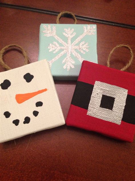 Handpainted Mini Canvas Christmas Ornaments By Ohmgrown On Etsy Diy
