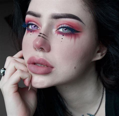 Ilost Unicorn Pagan E Girl Red Makeup In 2020 Edgy Makeup Grunge Makeup Nose Makeup