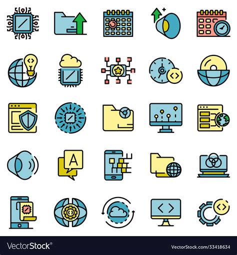Operating System Icons Set Flat Royalty Free Vector Image
