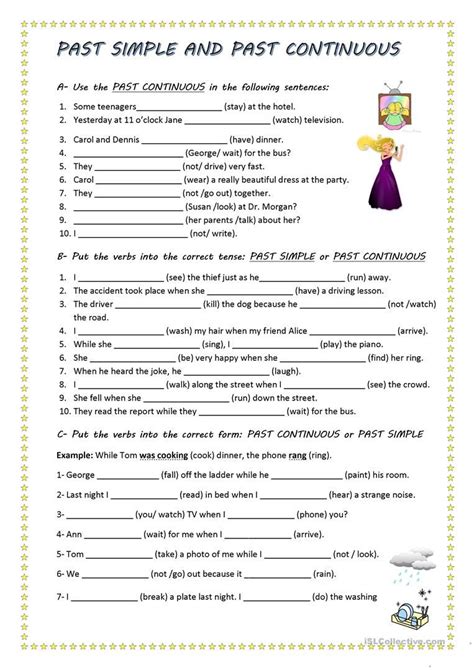 Past Simple And Past Continuous Worksheet Free Esl Printable