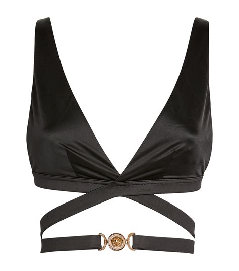 Versace Black Crossover Strap Bikini Top Harrods Uk