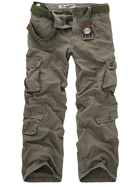 upairc men s cargo work trousers army military combat multi pockets loose cotton pants