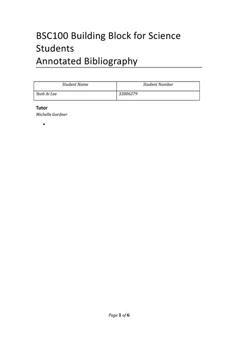 Annotated Bibliography 2019 With Ref Bsc100 Building Block For