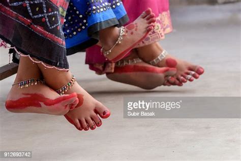 Decorated Feet With Red Dye Of Traditional Indian Women Photo Getty