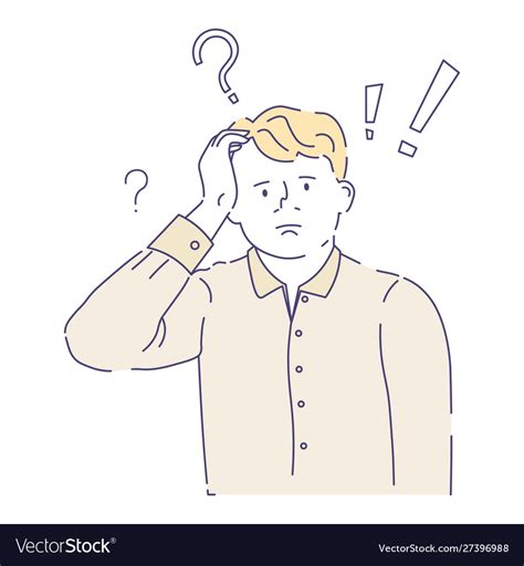 Confused Man Having Doubts With Question Mark Vector Image