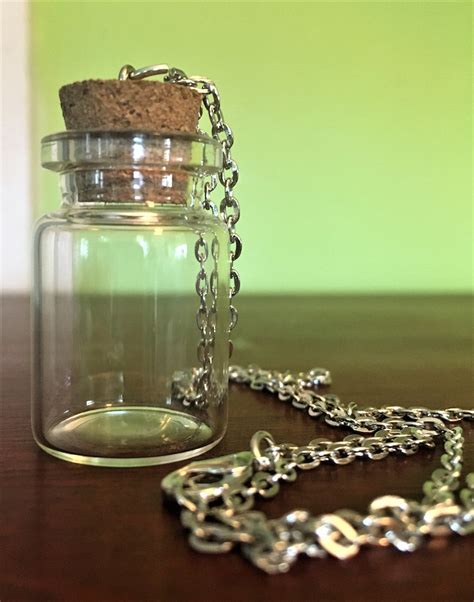 Empty Glass Bottle Necklace Vial Necklace 32mm 5ml Bottle Etsy