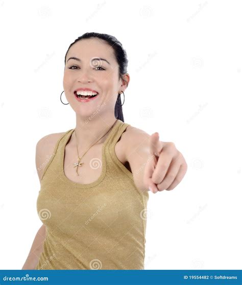 Mujer De Negocios Joven Feliz Que Señala Hacia Arriba Fotografía De Archivo Imagen 19554482