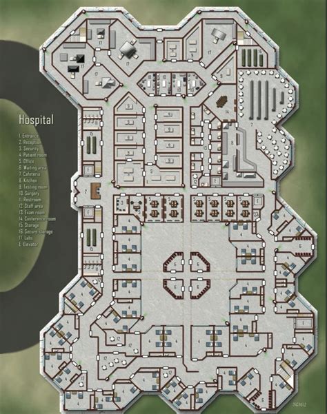 Hospital Shadowrun Floorplan Fantasy Map Cyberpunk Rpg Dungeon Maps