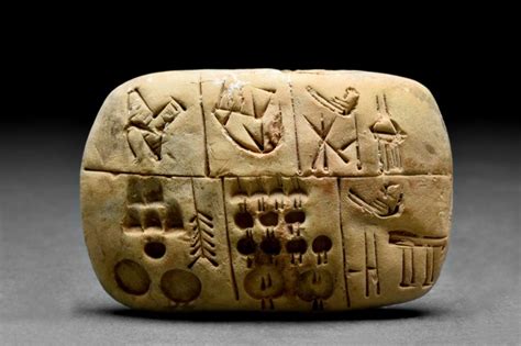 Sold Price Early Sumerian Cuneiform Pictographic Administrative Tablet