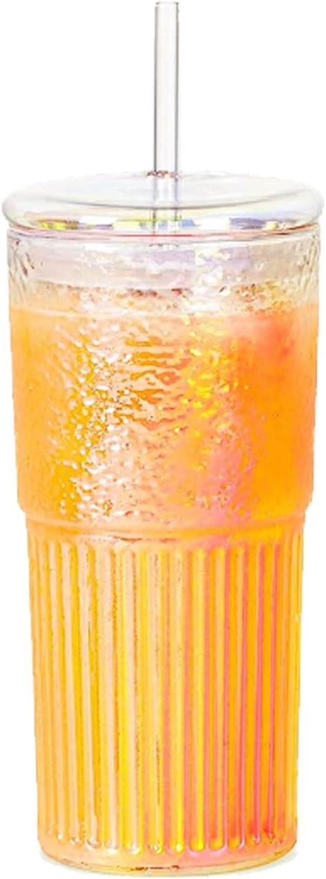 Amazon Comi Glass Cups With Lids And Straws High Borosilicate