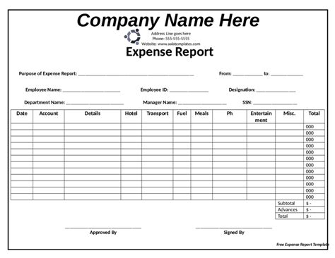 Free Expense Report Template Of Free Expense Report Form Sample To Vrogue