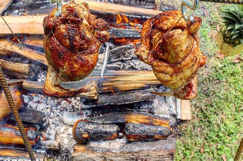 how to hang chicken over open fire over the fire cooking