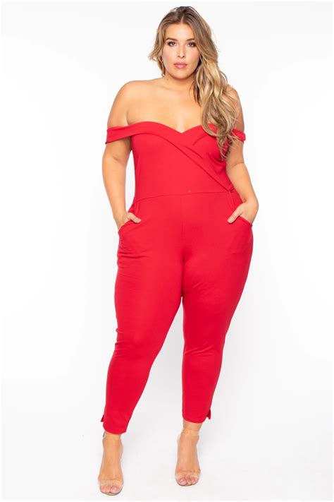 Plus Size Calypso Jumpsuit Red Curvy Sense Knit Jumpsuit Red Jumpsuit Plus Size Summer