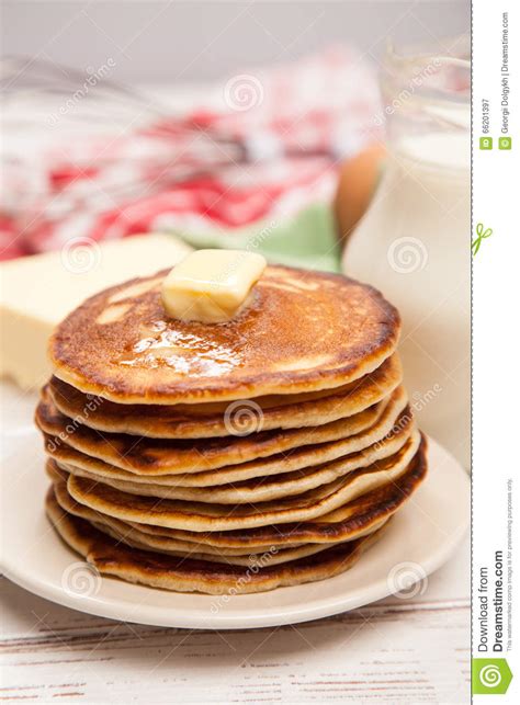 High Pile Of Delicious Pancakes Stock Image Image Of Breakfast