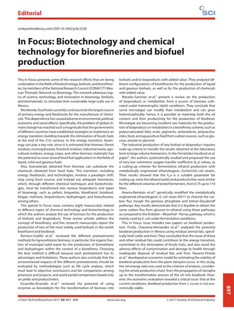 Chemical technology biotechnology catalysis biocatalysis environment fermentation remediation separation chiral monitoring colloids. (PDF) In Focus: Biotechnology and chemical technology for ...