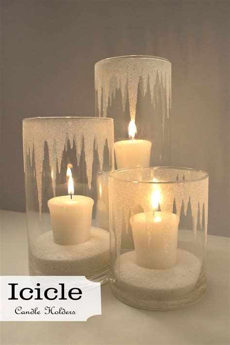 Iced Candle Holders Epsom Salt Crystals Inside And