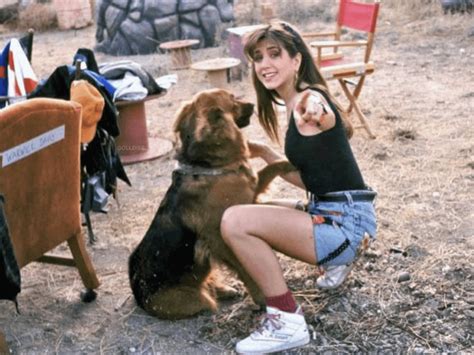 Jennifer Aniston With A Dog On Set Of Leprechaun 1993 R