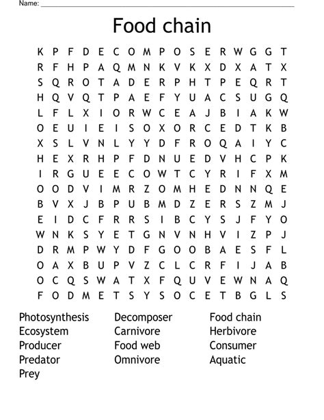 Food Chain Word Search Wordmint