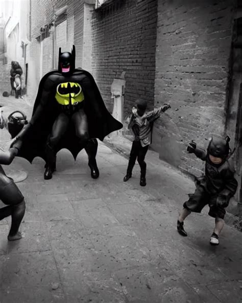 Batman Beating Up Crying Children In An Alleyway Stable Diffusion