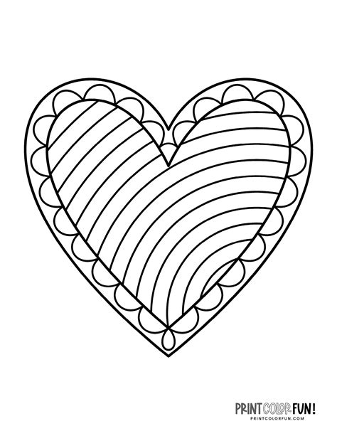 A Heart Shaped Coloring Page With Lines In The Shape Of A Striped Flag