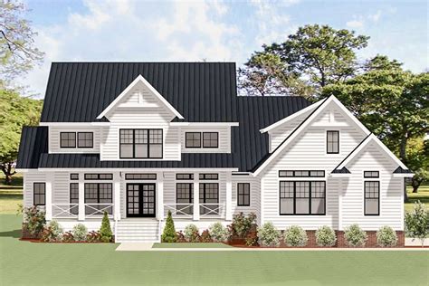 Stunning 4 Bedroom Farmhouse Home Plan With Private Study