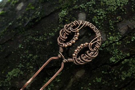 Wire Wrapped Hair Pin Copper Hair Pin Hair Comb Copper Bijoux Cheveux