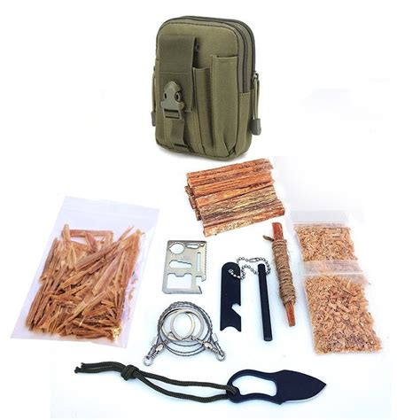 Survival Emergency Fire Starting Kit Tactical Bag Molle Bag Fatwood