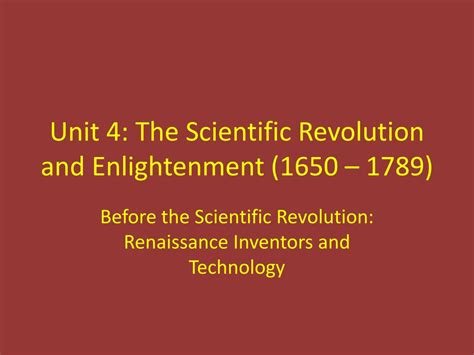 Ppt Unit 4 The Scientific Revolution And Enlightenment 1650 1789