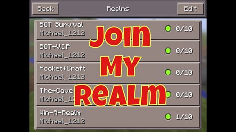 Join My Realm Minecraft Pe Youtube