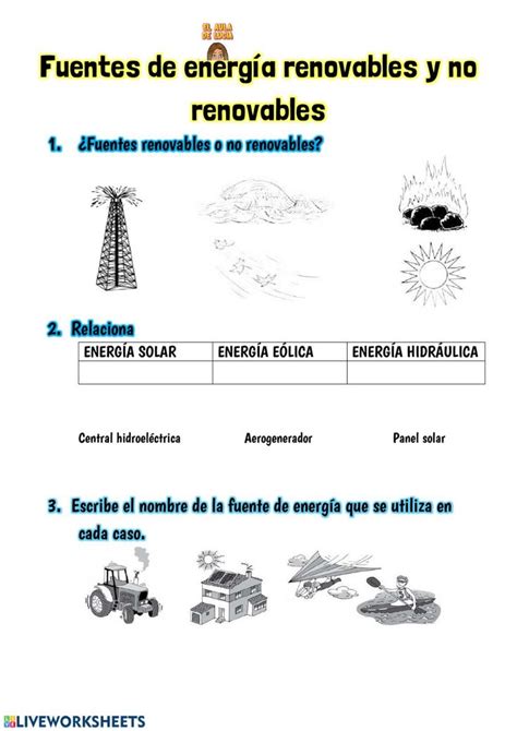 Ficha online de Energías renovables y no renovables para 3º Puedes