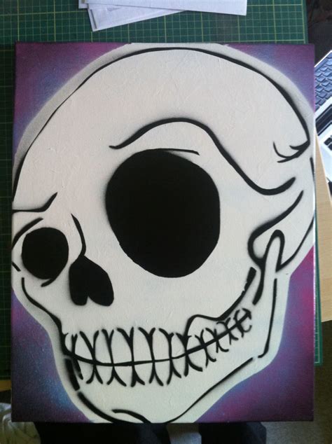 Skull Stencil Spray Paint On Canvas Skull Stencil Skull Painting