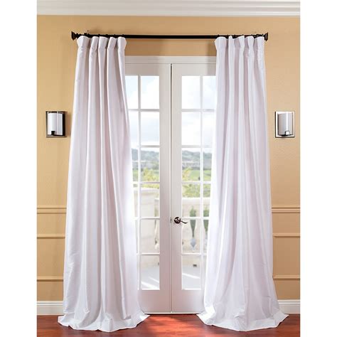 Shop Exclusive Fabrics Signature White Faux Silk 96 Inch Curtain Panel