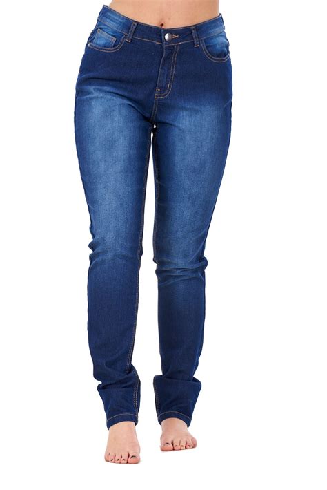 Ladies Stretch Jeans Denim Cotton Zip Fly High Waisted Slim Fit Trousers Pants Ebay
