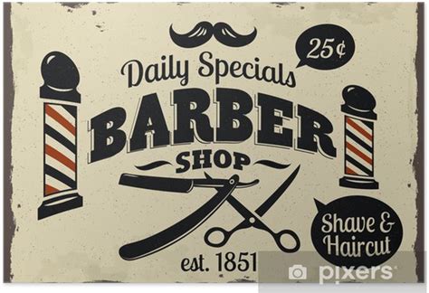 Poster Vintage Styled Barber Shop Pixersfr