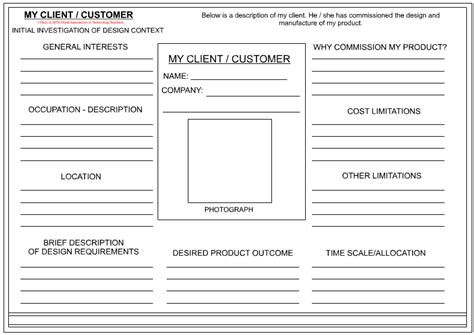 Client Customer Profile Sheet
