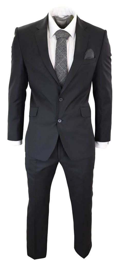 Mens Classic Plain Black Formal 2 Piece Suit Buy Online Happy Gentleman