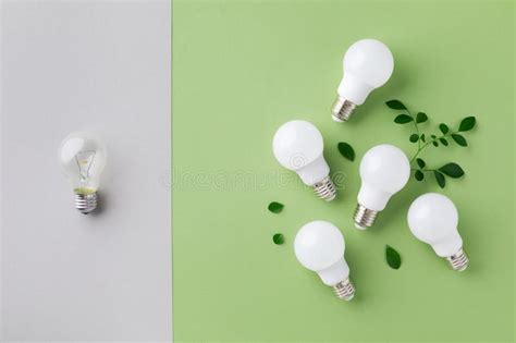 Modern Led Lights With Green Leaf Energy Saving Eco Against