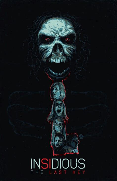 the movie poster for insidious which features an evil face and two heads