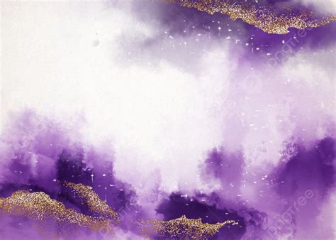 Gray Purple Gradient Gold Foil Watercolor Smudge Background Ink