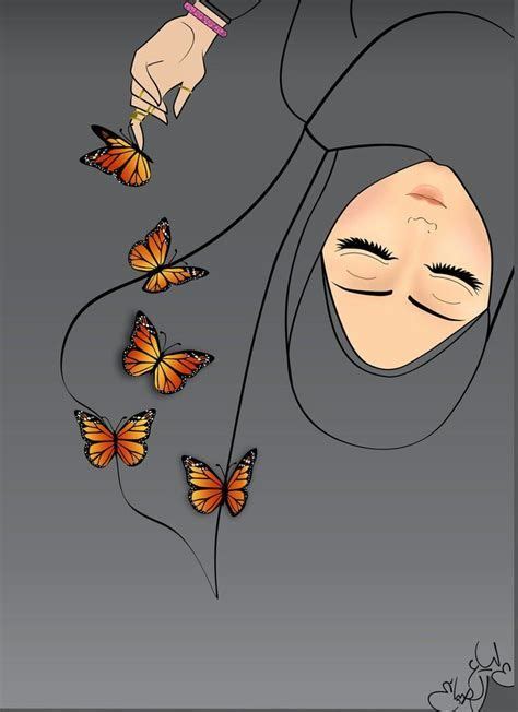 Wallpaper Hp Muslimah Girls Cartoon Art Islamic Artwork Hijab Drawing